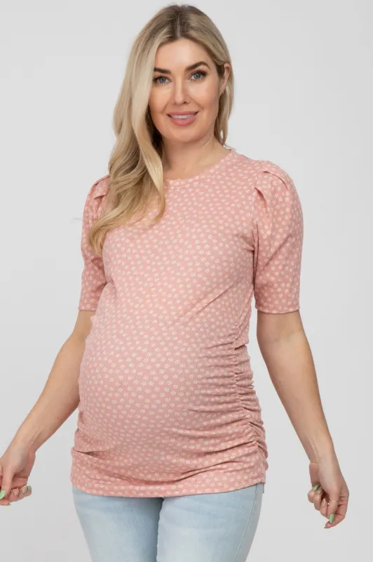 Light Pink Ditsy Floral Ruched Maternity Top sold by Pinkblush