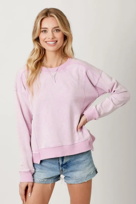 Lavender Pink Washed Terry Top sold by Pinkblush