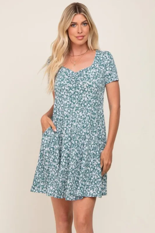 Green Floral Short Sleeve Dress sold by Pinkblush