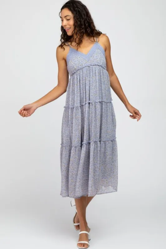 Periwinkle Floral Tiered Maxi Dress sold by Pinkblush