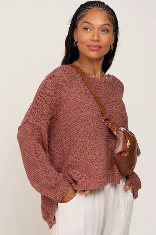 Rust Knit Dolman Sleeve Sweater sold by Pinkblush