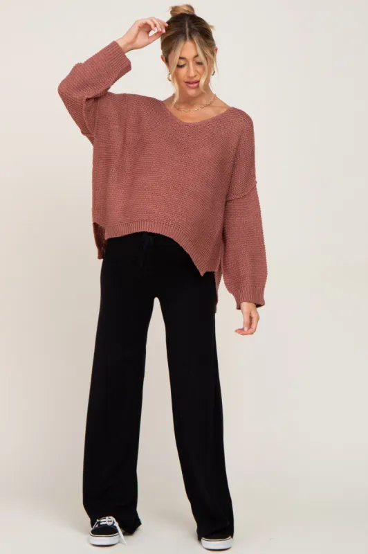 Rust Knit Dolman Sleeve Maternity Sweater sold by Pinkblush