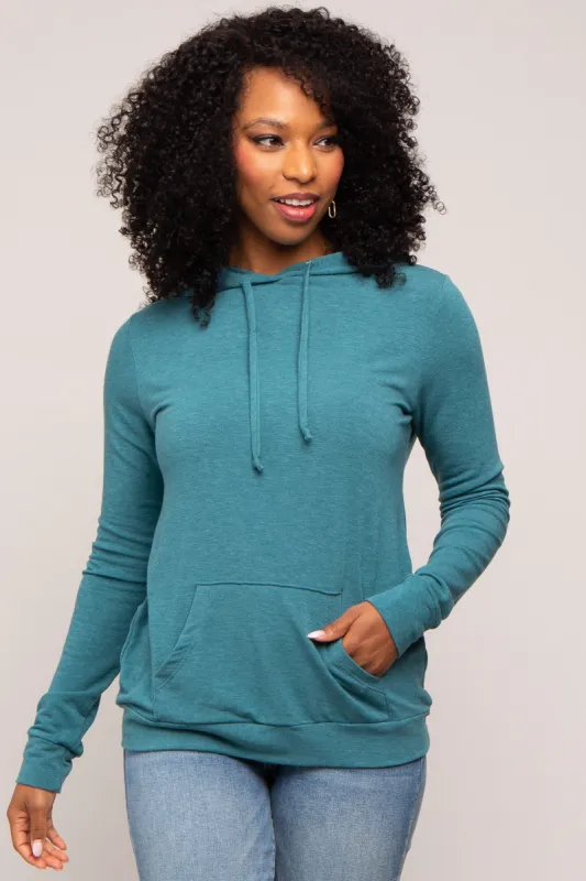 Teal Soft Knit Pullover Hoodie sold by Pinkblush