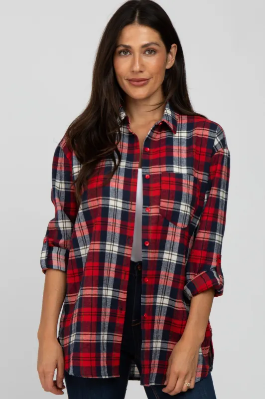 Red Plaid Oversized Top sold by Pinkblush