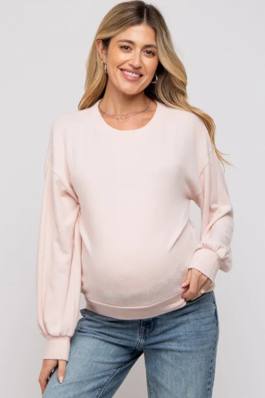 Light Pink Soft Knit Maternity Pullover Top sold by Pinkblush