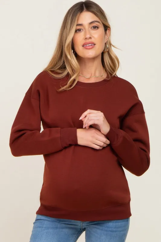 Rust Basic Maternity Sweatshirt sold by Pinkblush