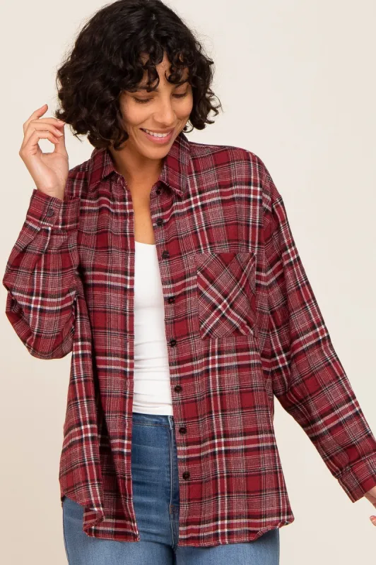 Red Plaid Button Down Top sold by Pinkblush