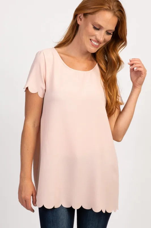 PinkBlush Pink Solid Scalloped Hem Top sold by Pinkblush