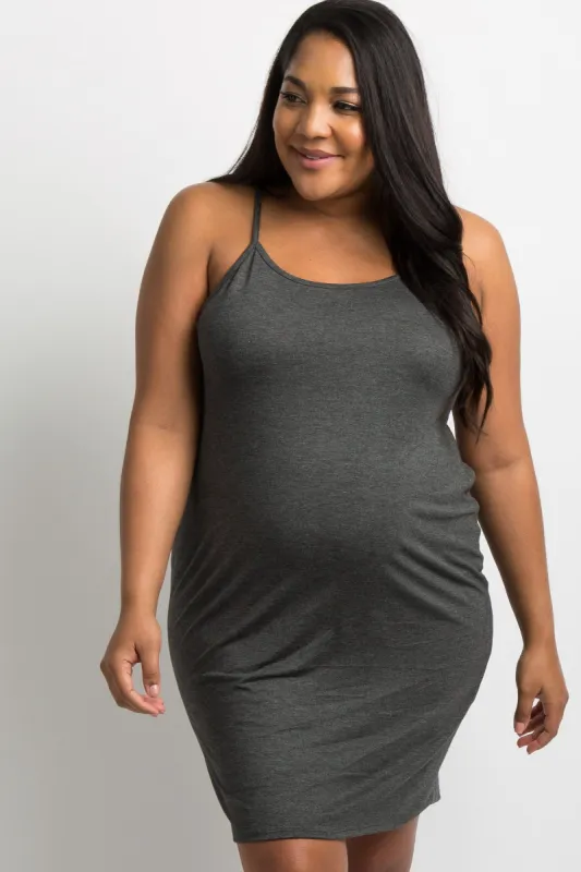 PinkBlush Charcoal Grey Basic Plus Maternity Sleep Dress made by Pinkblush