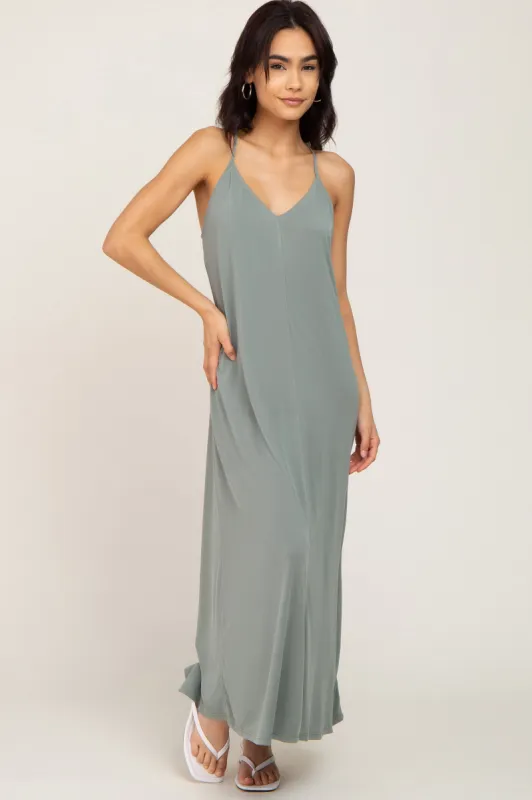 Olive Racerback Maxi Dress sold by Pinkblush