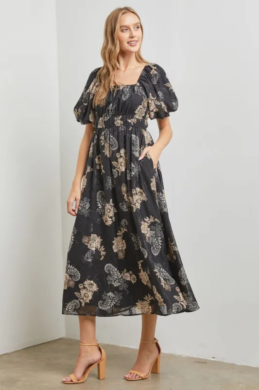 Black Printed Maxi Dress sold by Pinkblush