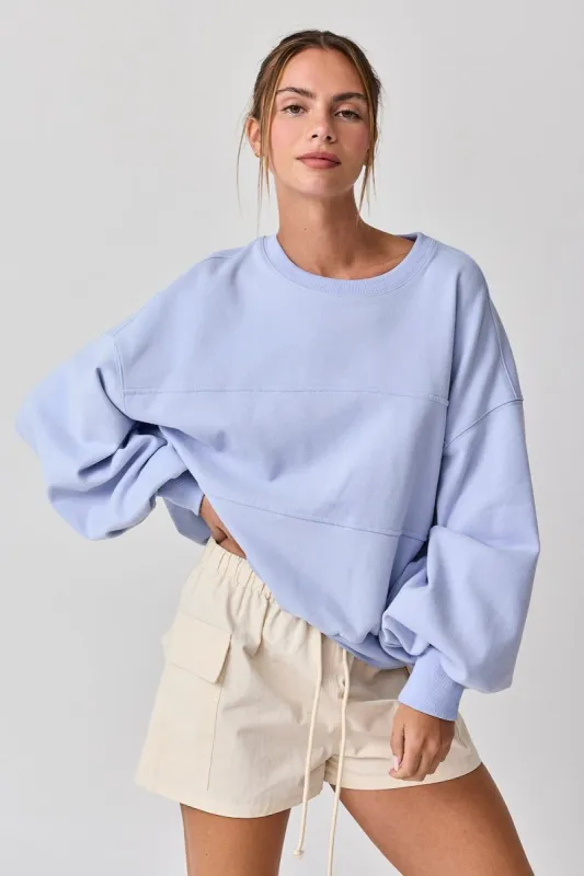 Light Blue Long Sleeve Crewneck sold by Pinkblush