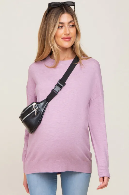 Lavender Knit Long Sleeve Maternity Top sold by Pinkblush