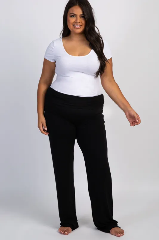 PinkBlush Black Foldover Long Plus Lounge Pants sold by Pinkblush