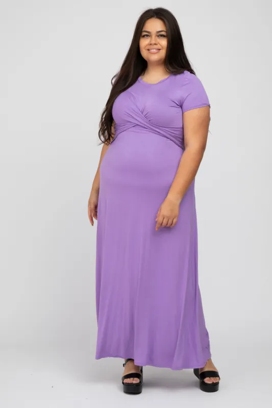 Lavender Twist Front Plus Maxi Dress sold by Pinkblush