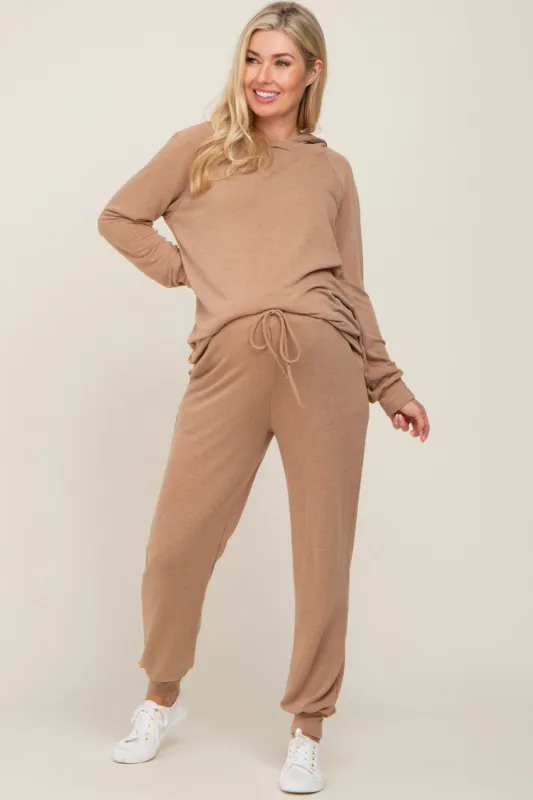 Camel Hoodie and Jogger Maternity Set sold by Pinkblush