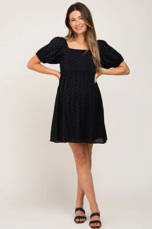 Black Polka Dot Square Neck Maternity Dress sold by Pinkblush
