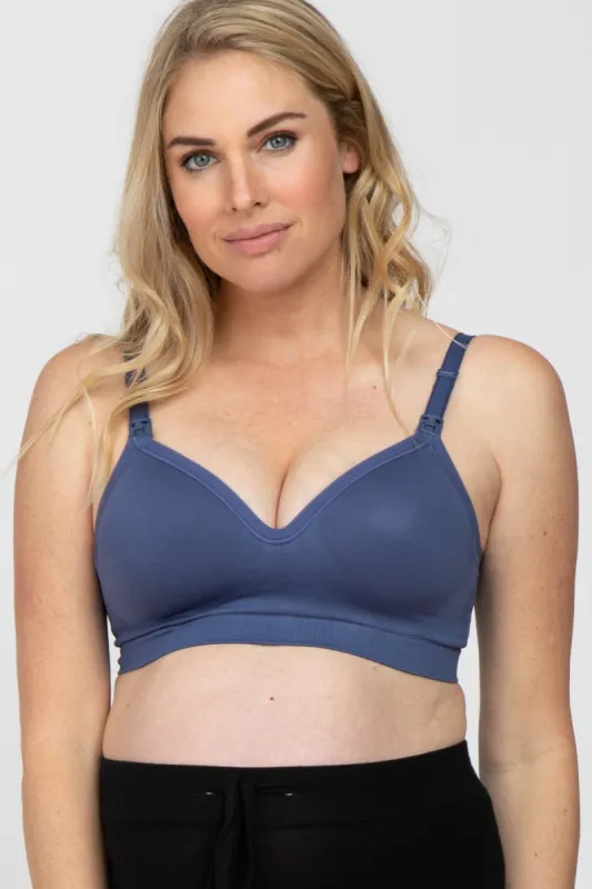 Navy Bravado Designs Plunge Nursing Bra sold by Pinkblush