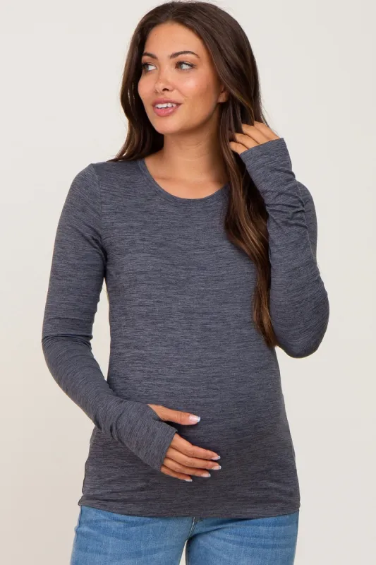 Charcoal Active Long Sleeve Maternity Top sold by Pinkblush