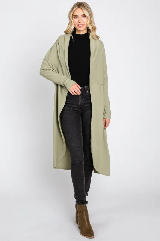 Light Olive Open Front Long Cardigan sold by Pinkblush