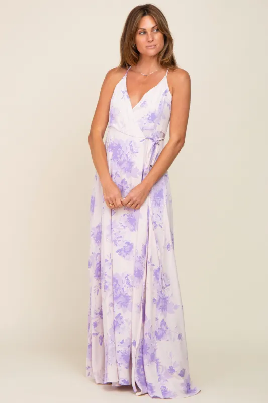 Lavender Floral Wrap Maxi Dress sold by Pinkblush