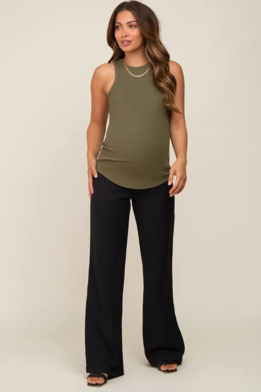 Black Basic Maternity Wide Leg Trousers sold by Pinkblush