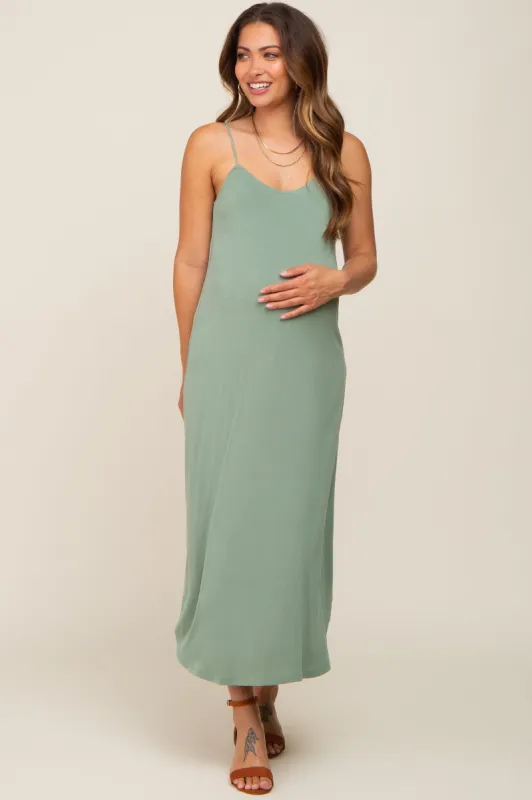 Olive Basic Maternity Midi Dress sold by Pinkblush