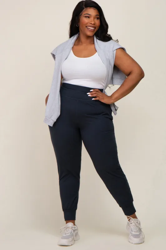 Black Soft Knit Plus Jogger Pants sold by Pinkblush