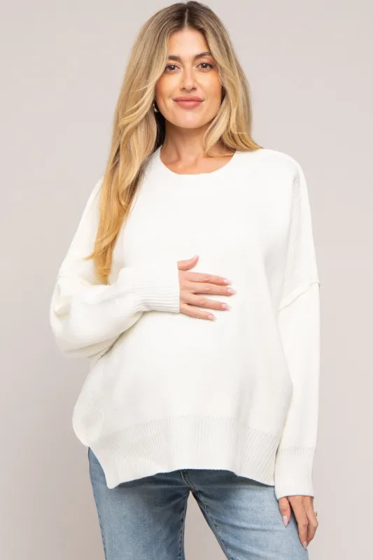 Ivory Maternity Long Sleeve Sweater sold by Pinkblush