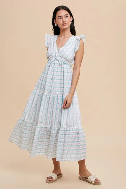Vintage Green Floral Print Maxi Dress sold by Pinkblush