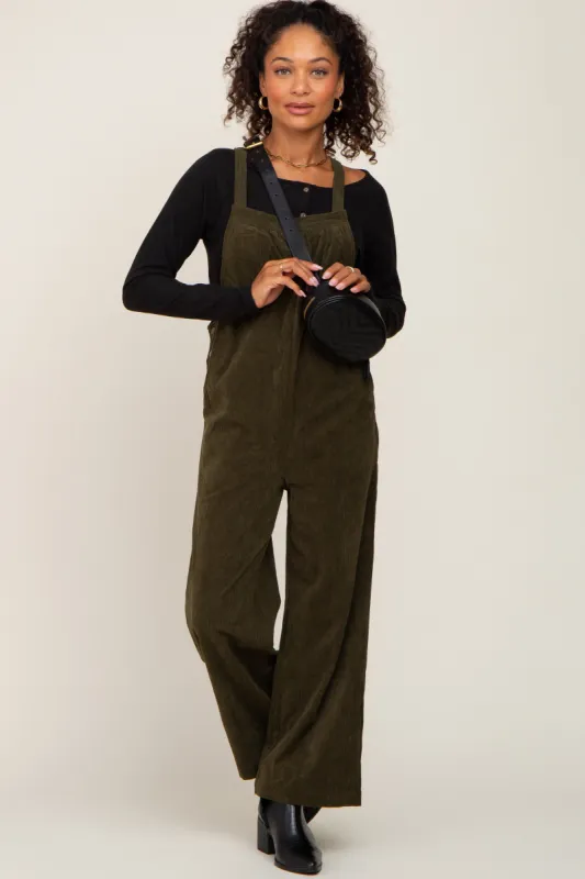 Olive Corduroy Overalls sold by Pinkblush