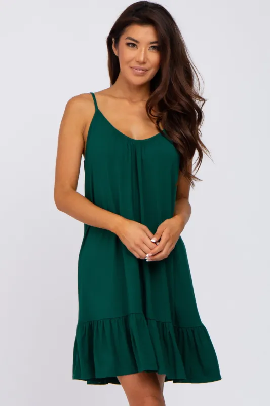 Green Ruffle Hem Swing Dress sold by Pinkblush