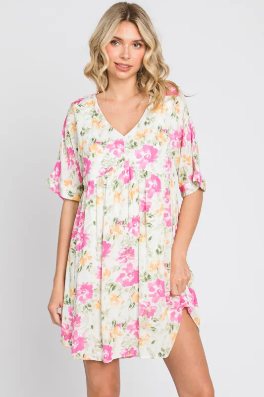 White Floral Babydoll Dress sold by Pinkblush
