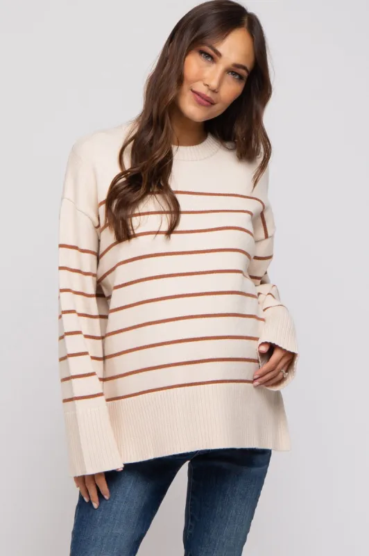 Ivory Striped Maternity Sweater sold by Pinkblush