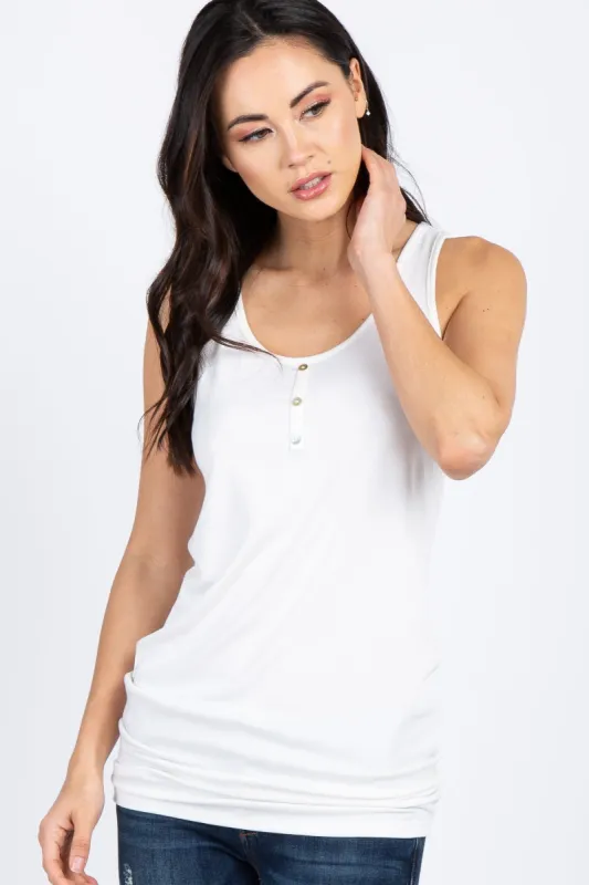 PinkBlush Ivory Button Accent Tank Top sold by Pinkblush