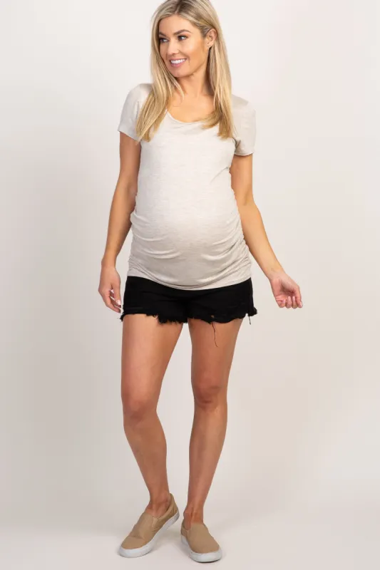 PinkBlush Black Distressed Hem Maternity Denim Shorts sold by Pinkblush