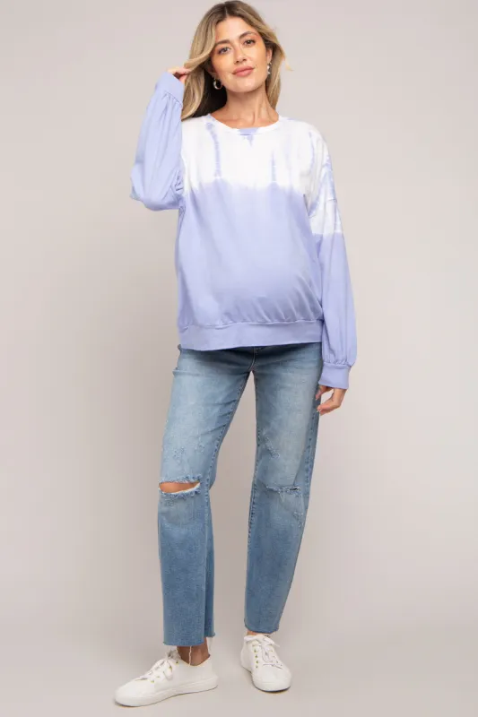 Lavender Tie Dye Long Sleeve Maternity Top sold by Pinkblush