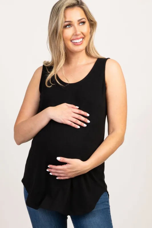 Black Basic Sleeveless Maternity Top sold by Pinkblush