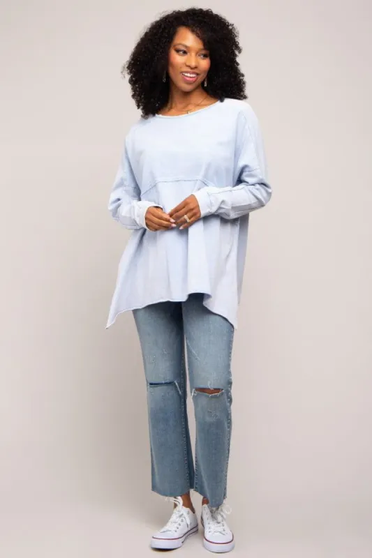 Light Blue Terry Cloth Raw Hem Top sold by Pinkblush
