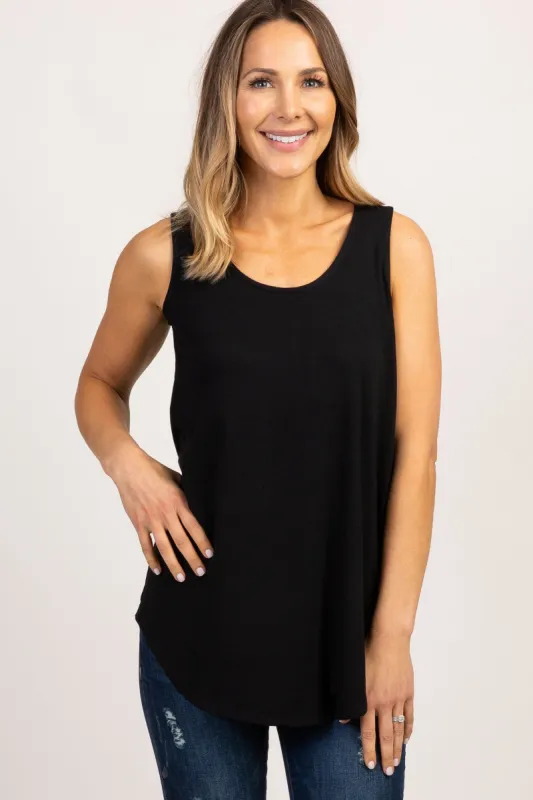 Black Basic Sleeveless Top sold by Pinkblush