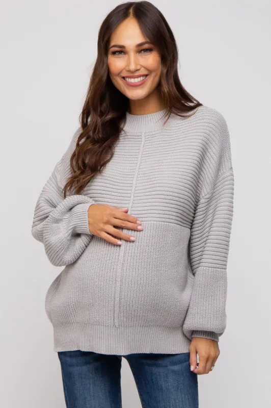 Heather Grey Ribbed Maternity Sweater sold by Pinkblush