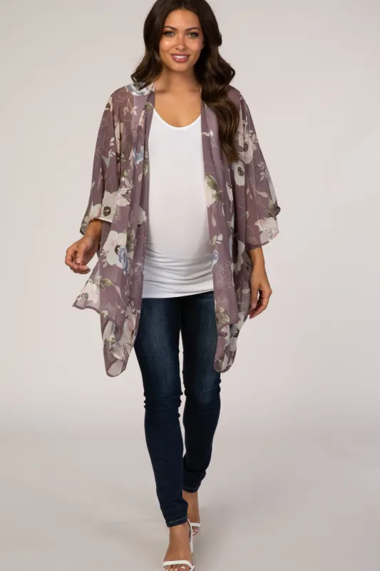 Lavender Floral Sheer Maternity Cover Up sold by Pinkblush