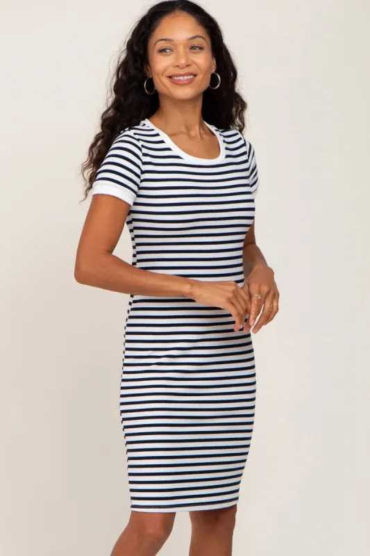 White Black Striped Fitted Dress sold by Pinkblush
