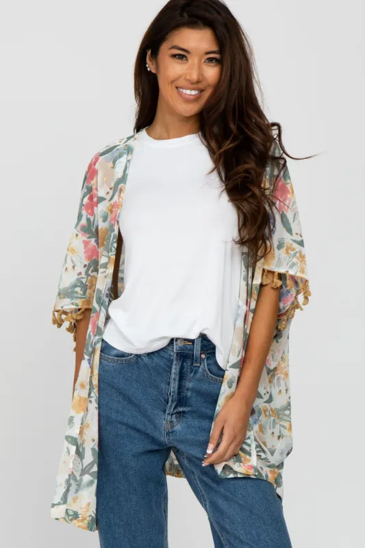 Yellow Floral Print Cover Up sold by Pinkblush