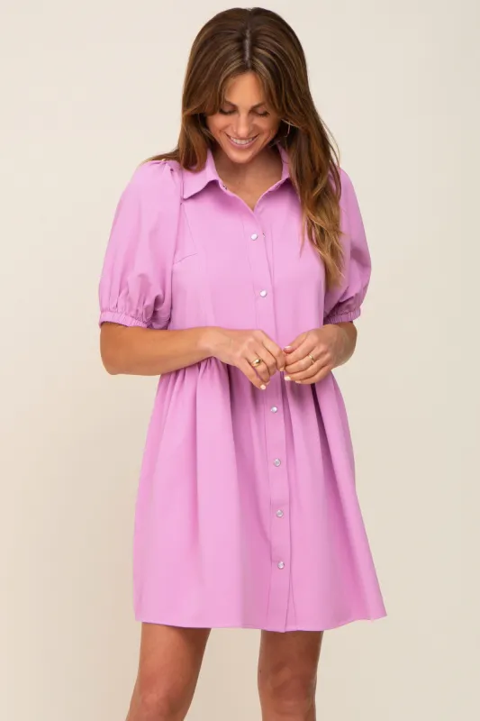Lavender Button Down Mini Dress sold by Pinkblush