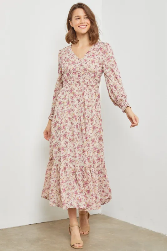 Off White Multi Tiered-Waist Maxi Dress sold by Pinkblush