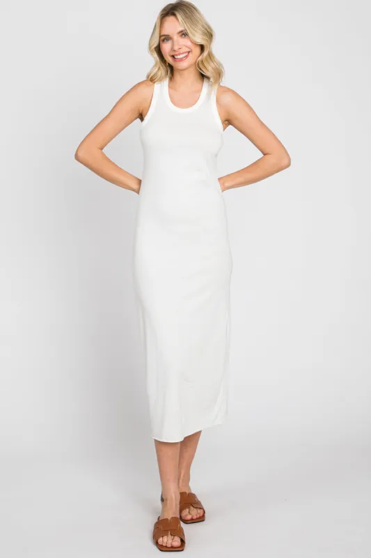 White Racerback Fitted Midi Dress sold by Pinkblush