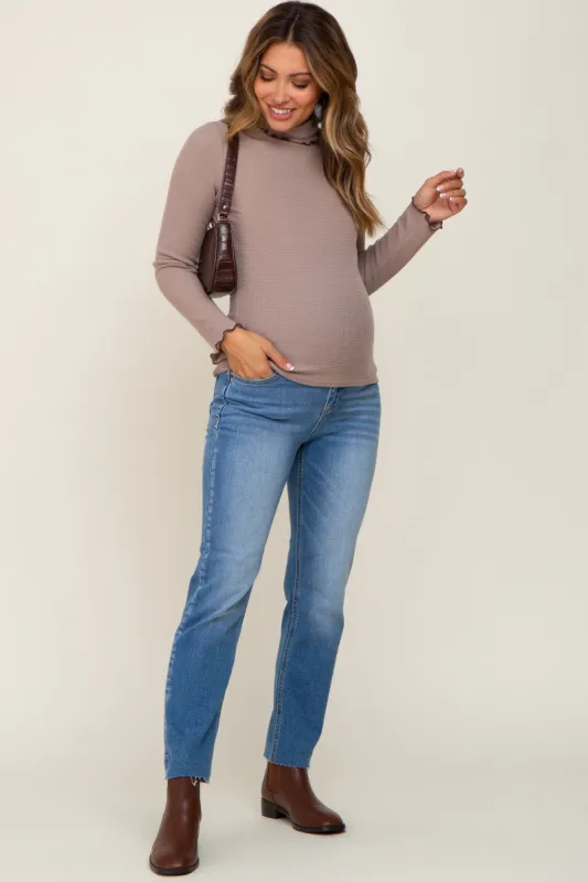Blue Maternity Raw Hem Straight Leg Jeans sold by Pinkblush