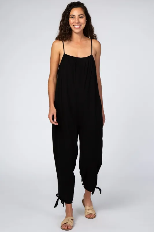 Black Tie Detail Relaxed Jumpsuit sold by Pinkblush