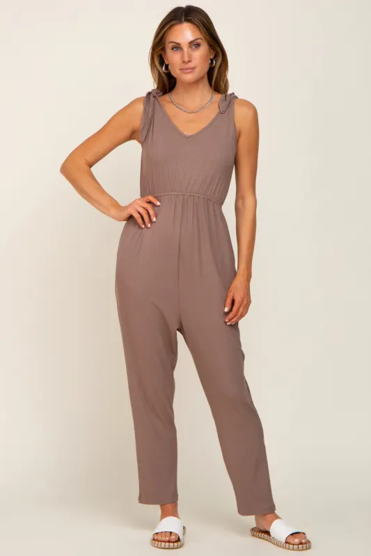 Brown Tie Strap Jumpsuit sold by Pinkblush